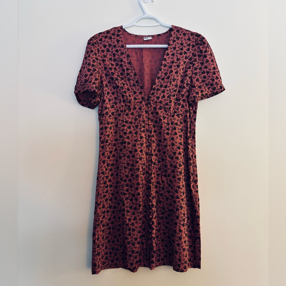 Bila Black and Red Floral Button-up Dress